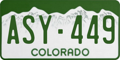 CO license plate ASY449