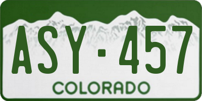 CO license plate ASY457