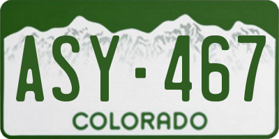CO license plate ASY467