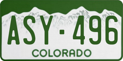 CO license plate ASY496