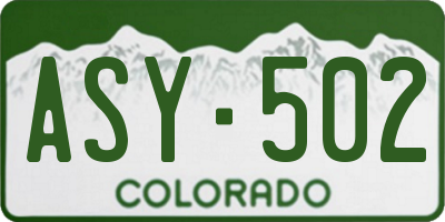 CO license plate ASY502