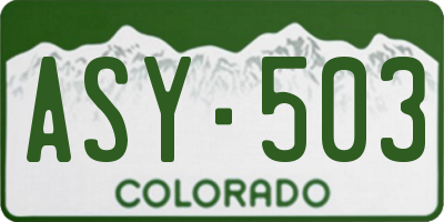 CO license plate ASY503