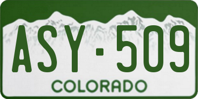 CO license plate ASY509