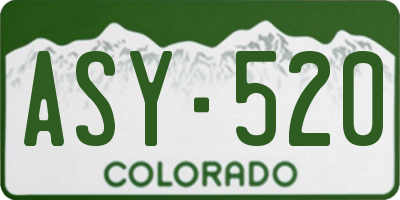 CO license plate ASY520