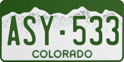 CO license plate ASY533