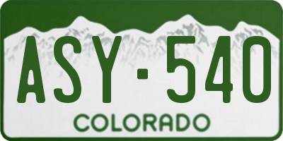 CO license plate ASY540