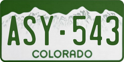 CO license plate ASY543