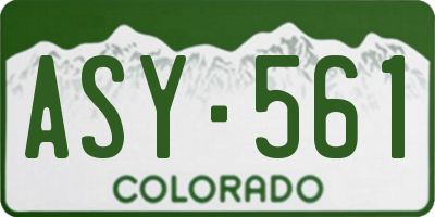 CO license plate ASY561