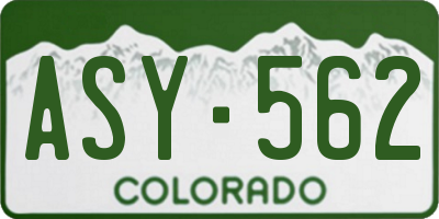 CO license plate ASY562