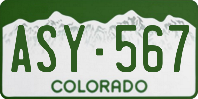 CO license plate ASY567