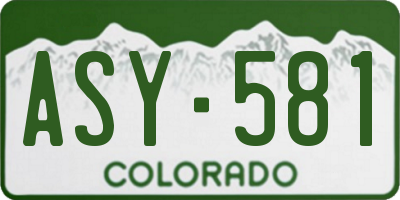 CO license plate ASY581