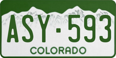 CO license plate ASY593