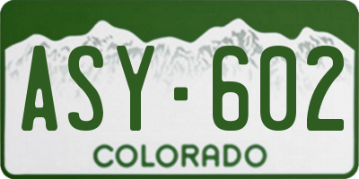 CO license plate ASY602