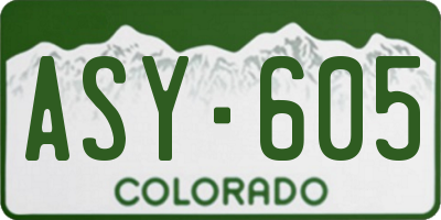 CO license plate ASY605