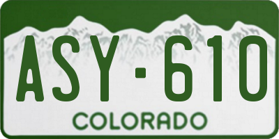 CO license plate ASY610