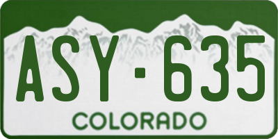 CO license plate ASY635
