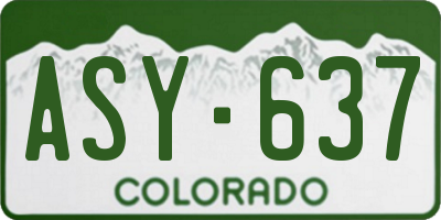 CO license plate ASY637