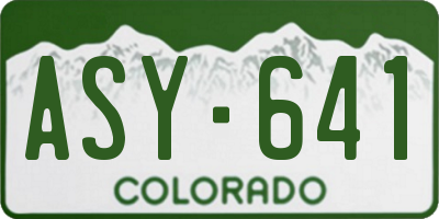 CO license plate ASY641