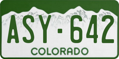 CO license plate ASY642
