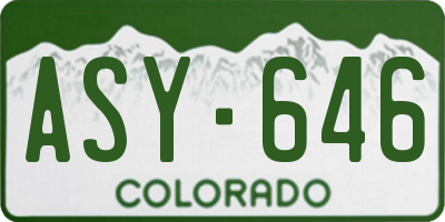 CO license plate ASY646