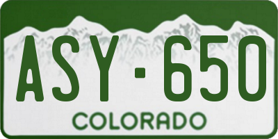CO license plate ASY650