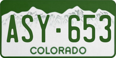 CO license plate ASY653