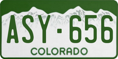 CO license plate ASY656