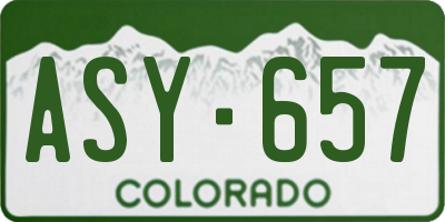 CO license plate ASY657