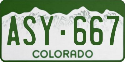 CO license plate ASY667