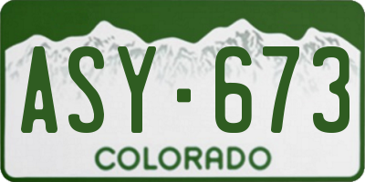 CO license plate ASY673