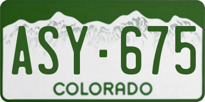 CO license plate ASY675