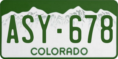 CO license plate ASY678