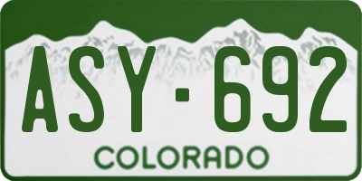 CO license plate ASY692