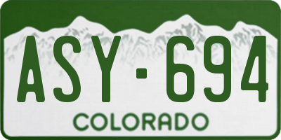 CO license plate ASY694