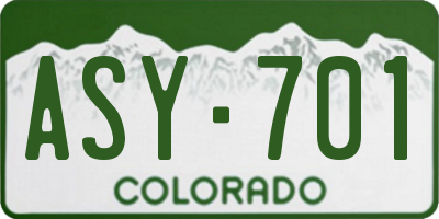 CO license plate ASY701