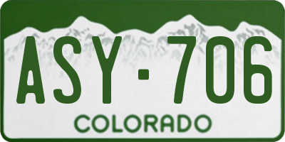 CO license plate ASY706