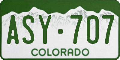 CO license plate ASY707