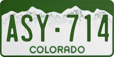 CO license plate ASY714