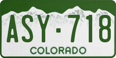 CO license plate ASY718