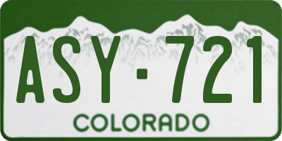 CO license plate ASY721