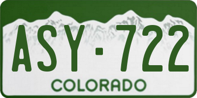 CO license plate ASY722
