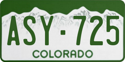 CO license plate ASY725