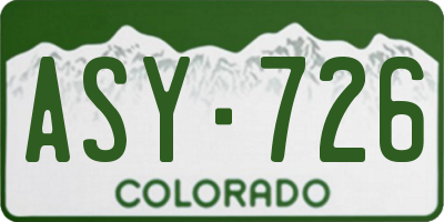 CO license plate ASY726