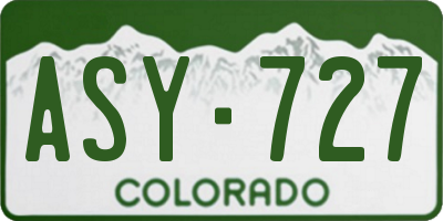 CO license plate ASY727