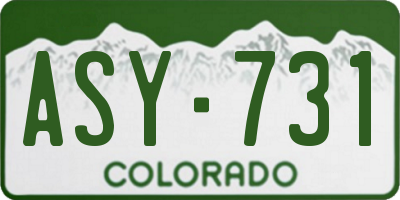 CO license plate ASY731