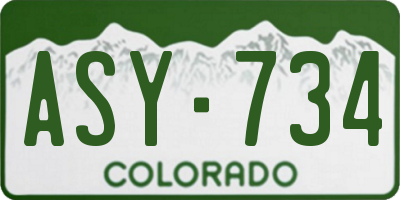 CO license plate ASY734