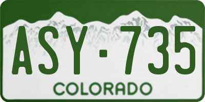 CO license plate ASY735