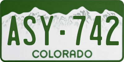 CO license plate ASY742