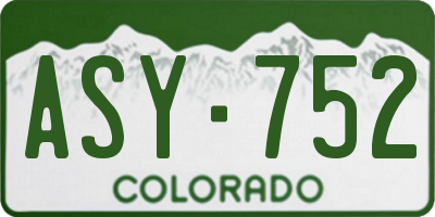 CO license plate ASY752