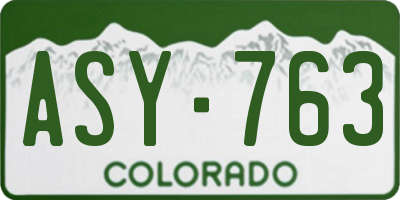 CO license plate ASY763